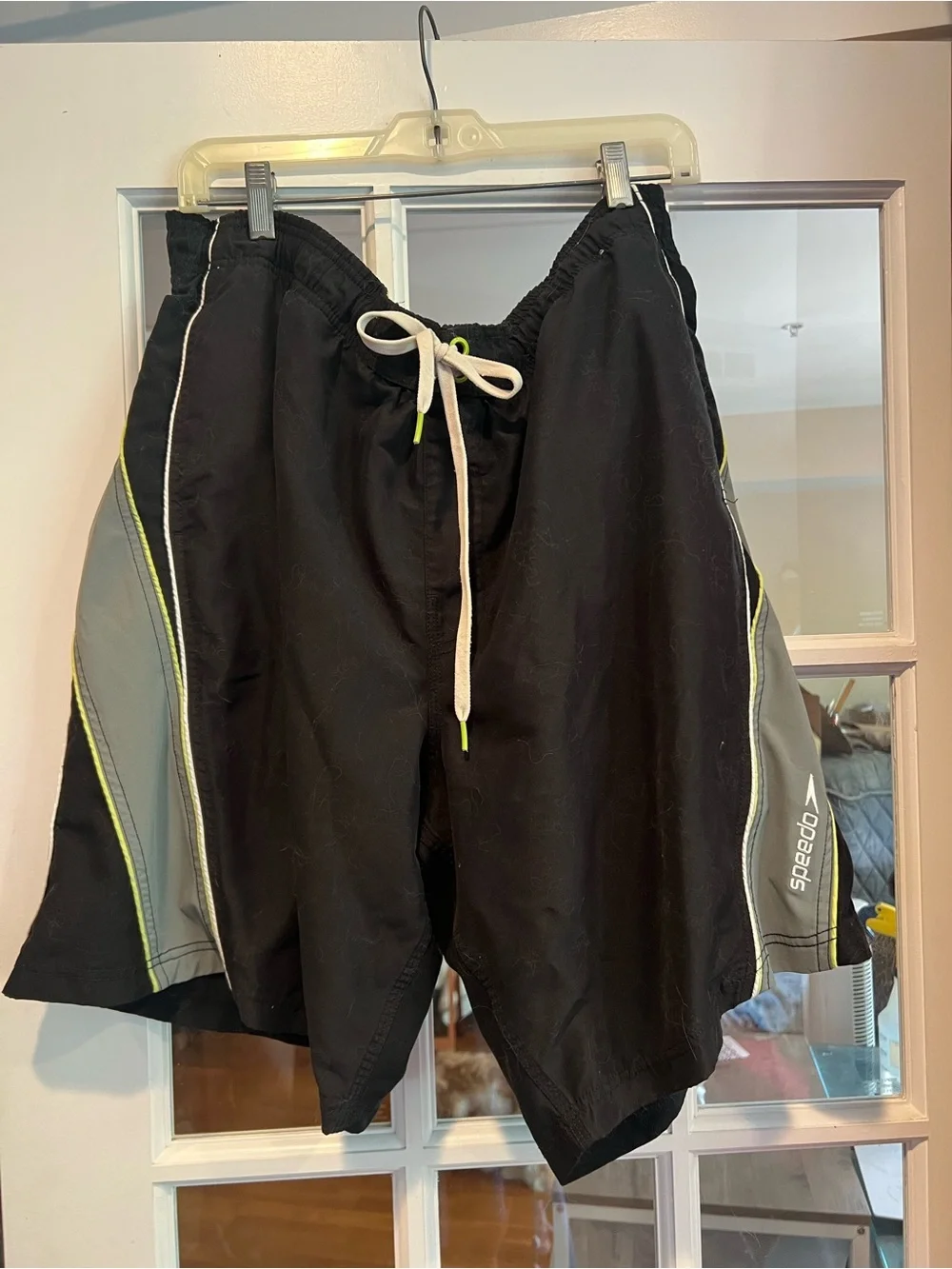 Speedo Black and Neon Yellow Men's Swim Shorts
